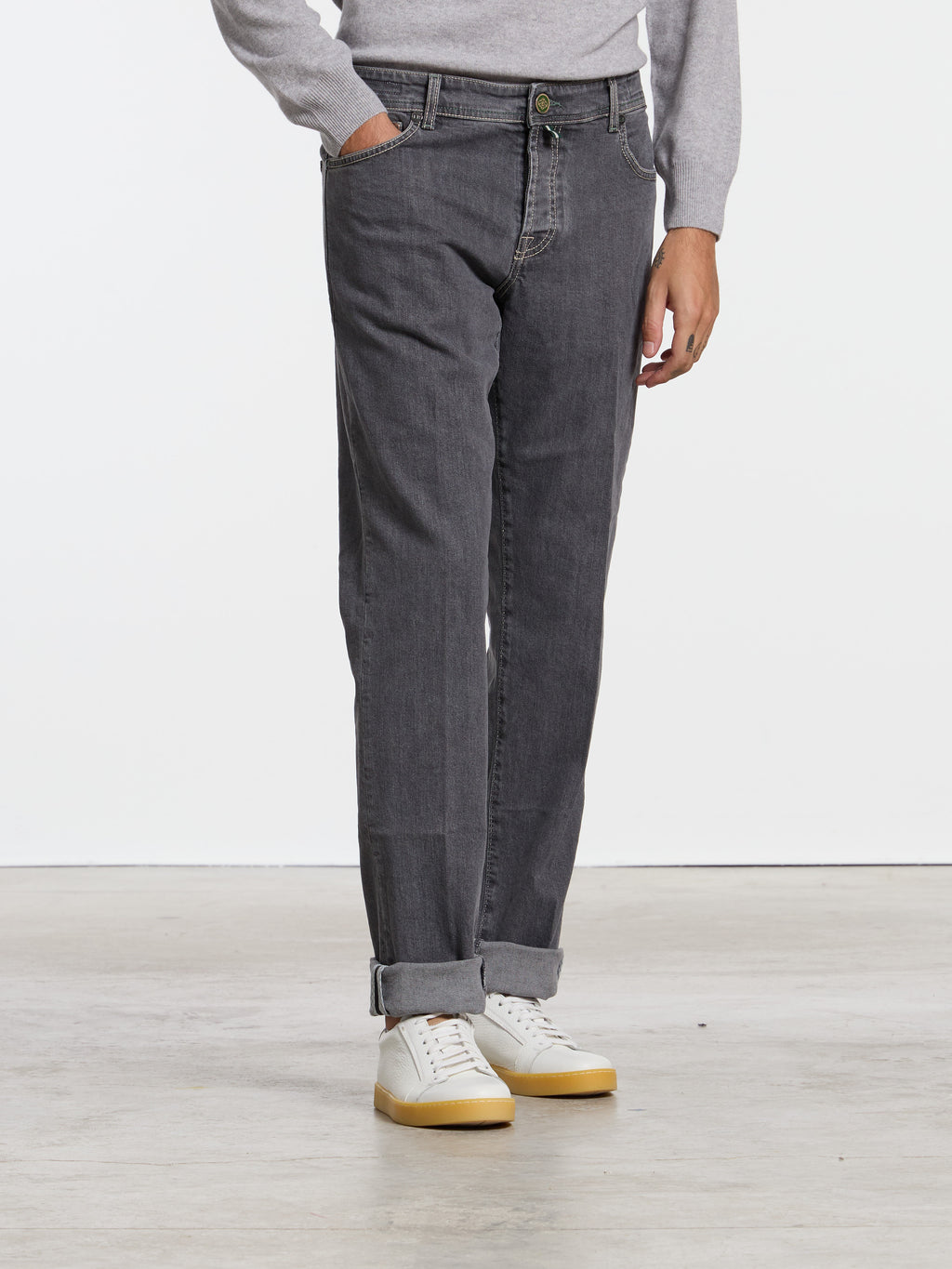 "CARACCIOLO" MODEL JEANS - DENIM GREY