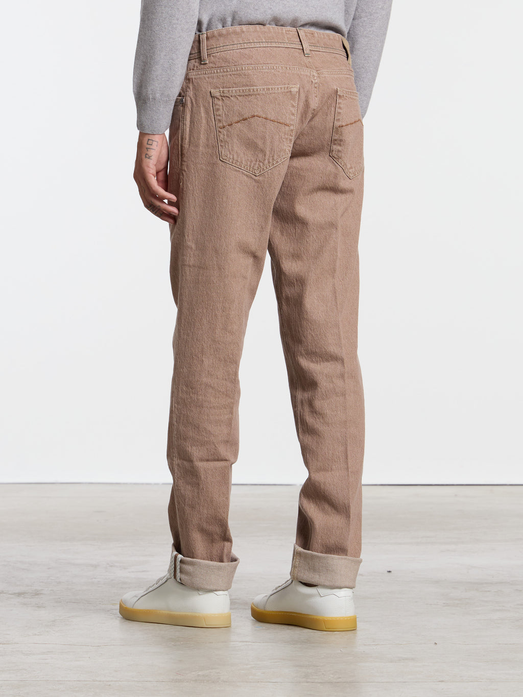 "CARACCIOLO" MODEL JEANS - DENIM BEIGE