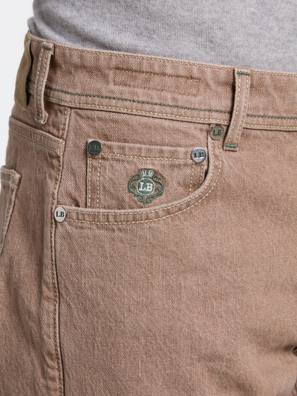 "CARACCIOLO" MODEL JEANS - DENIM BEIGE
