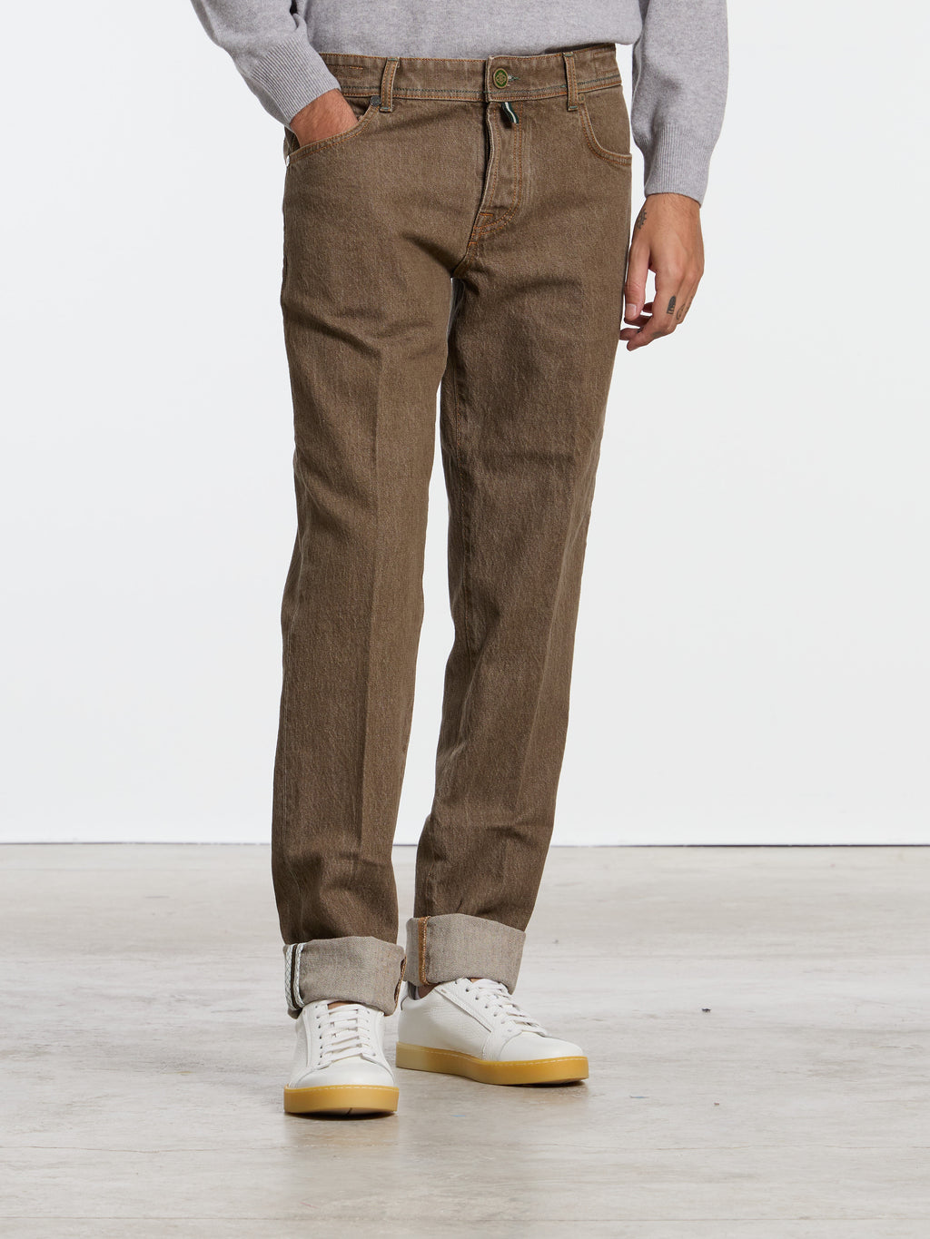 "CARACCIOLO" MODEL JEANS - DENIM BROWN