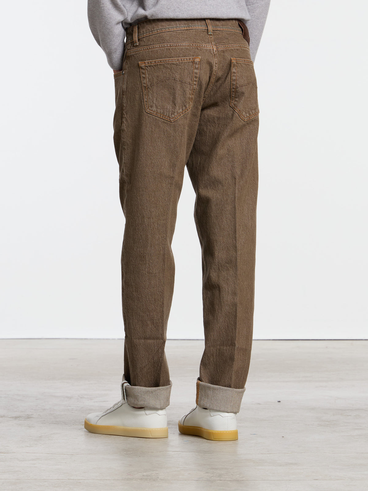 "CARACCIOLO" MODEL JEANS - DENIM BROWN
