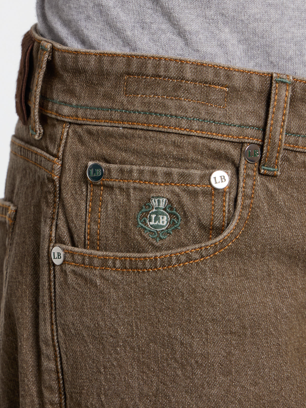 "CARACCIOLO" MODEL JEANS - DENIM BROWN