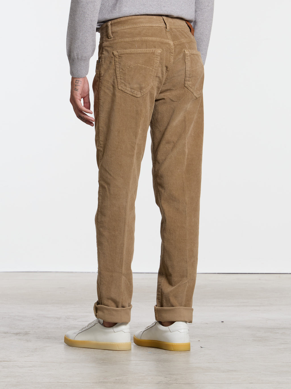 "CARACCIOLO" RIBBED TROUSERS - CAMEL