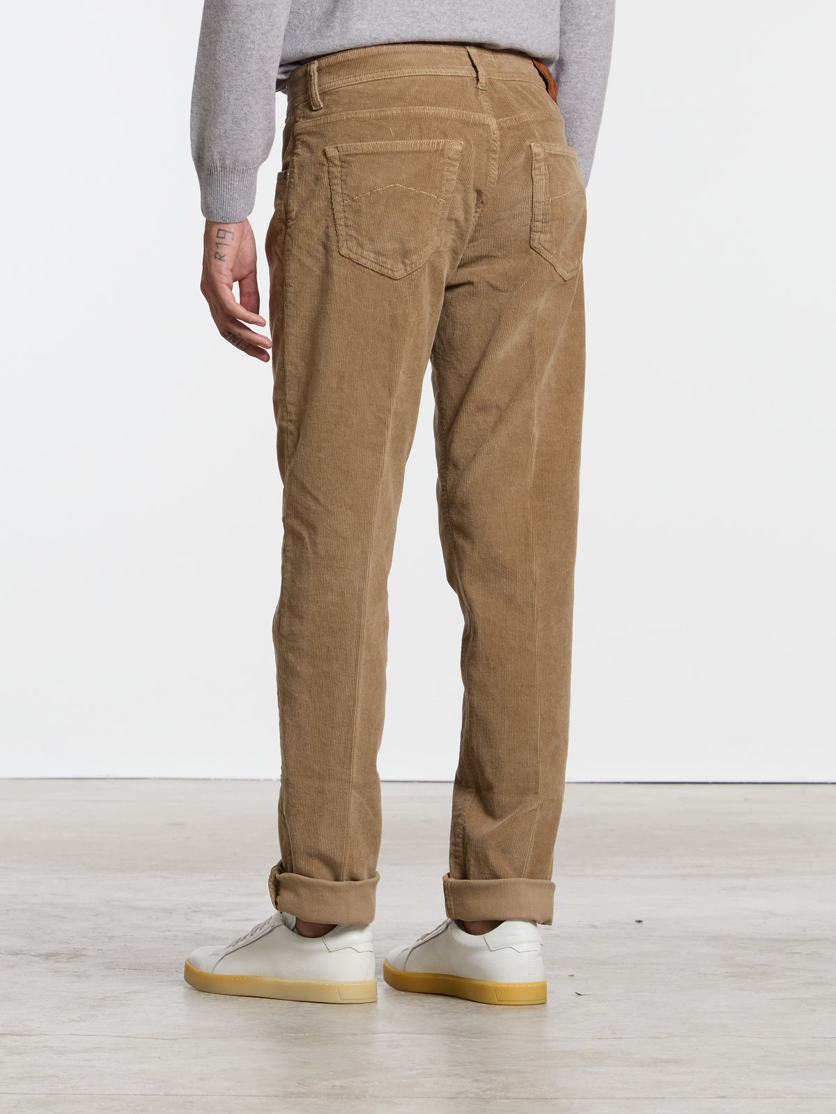 "CARACCIOLO" RIBBED TROUSERS - CAMEL