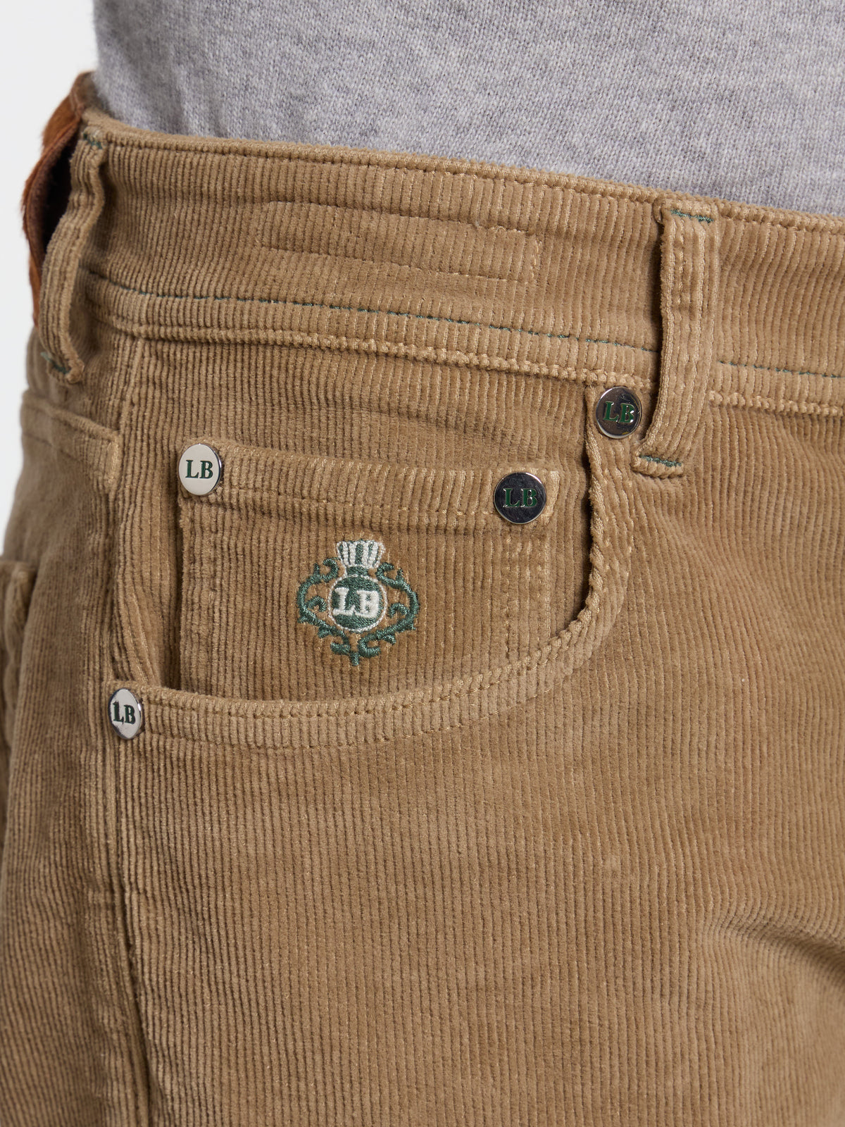 "CARACCIOLO" RIBBED TROUSERS - CAMEL