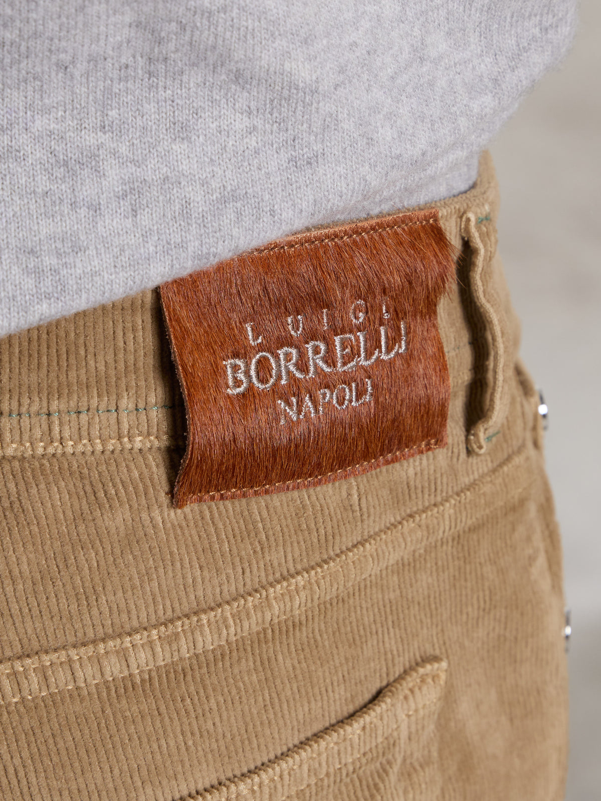 "CARACCIOLO" RIBBED TROUSERS - CAMEL