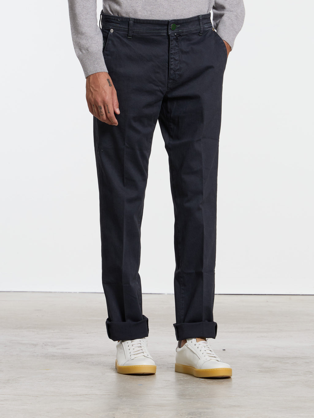 "PLEBISCITO" COTTON TROUSERS - BLUE
