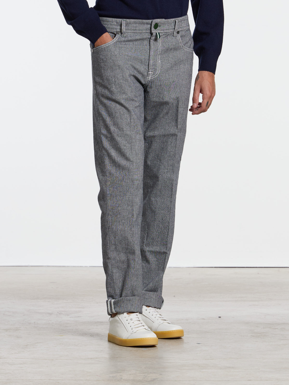 "CAMERELLE" COTTON TROUSERS - LIGHT GREY