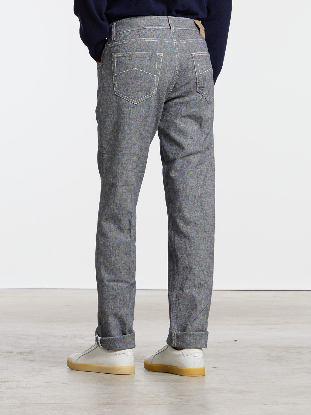 "CAMERELLE" COTTON TROUSERS - LIGHT GREY