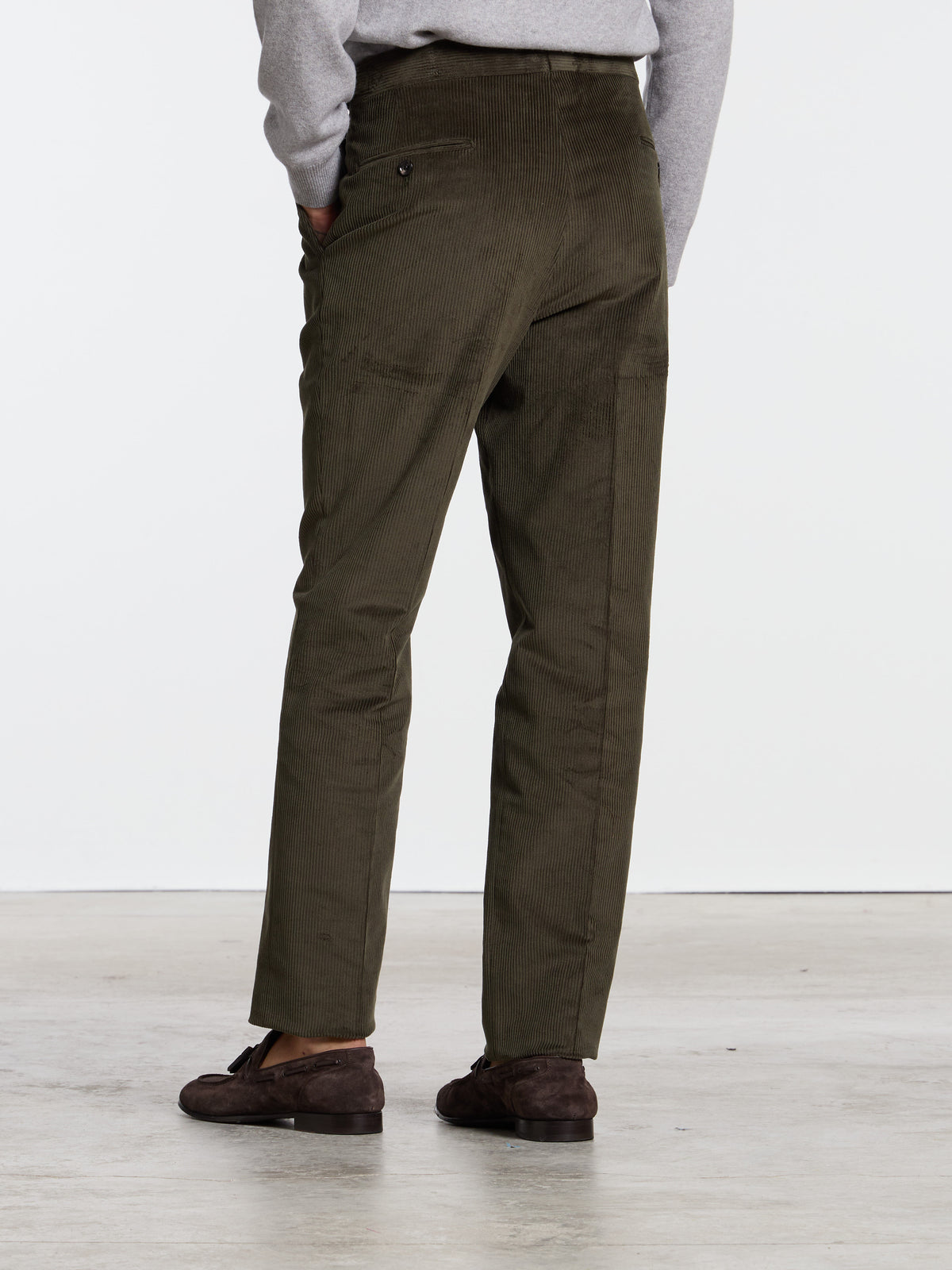 CLASSIC CORDUROY TROUSERS WITH BUCKLES - GREEN