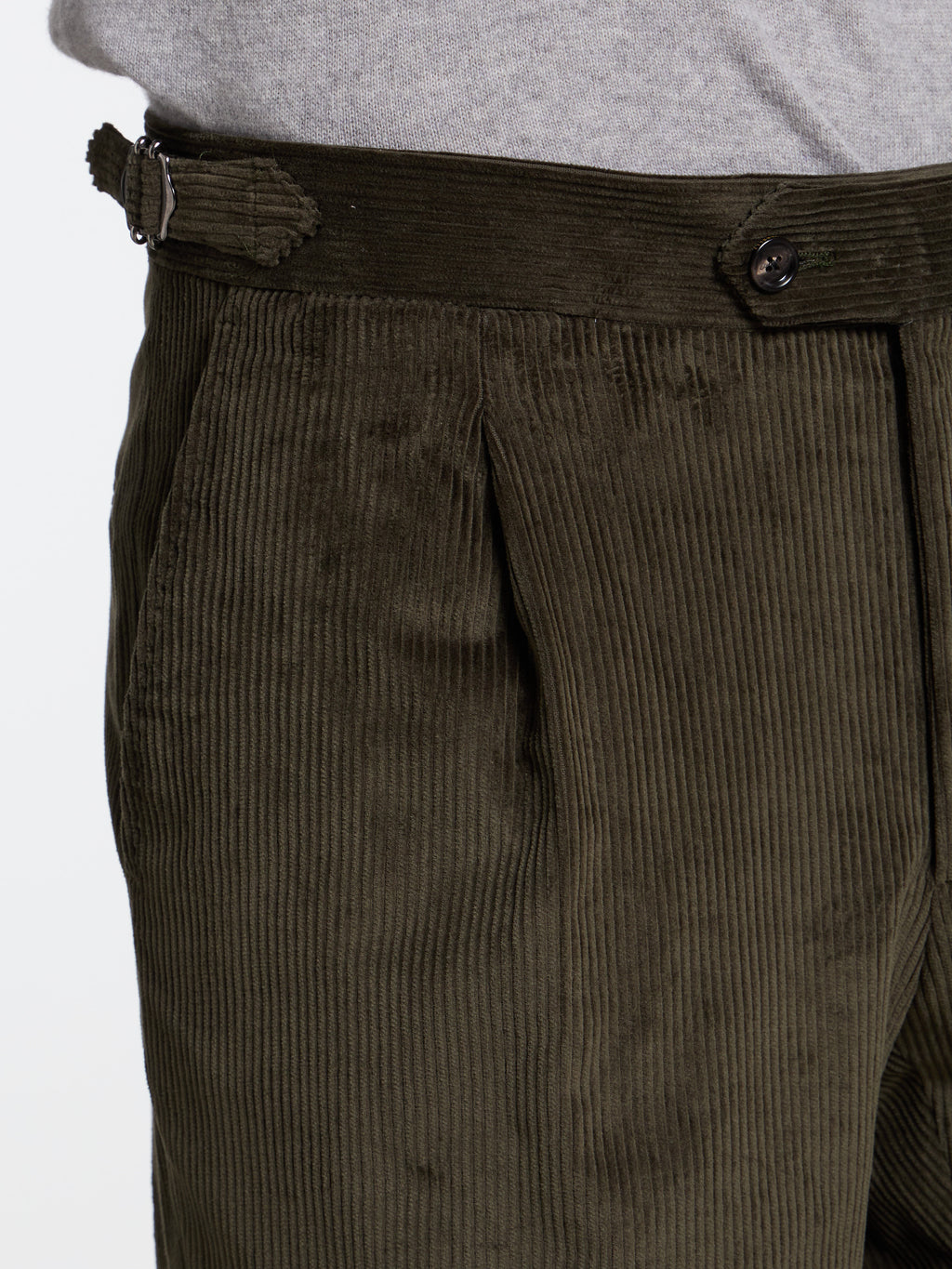 CLASSIC CORDUROY TROUSERS WITH BUCKLES - GREEN