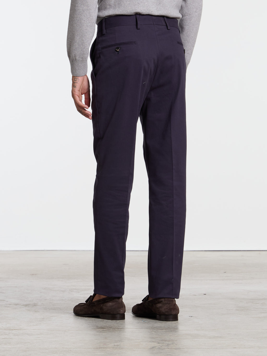 CLASSIC "NO PINCES" COTTON TROUSERS - BLUE