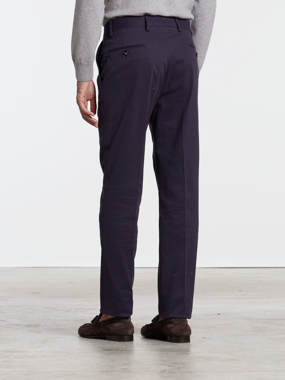 CLASSIC "NO PINCES" COTTON TROUSERS - BLUE