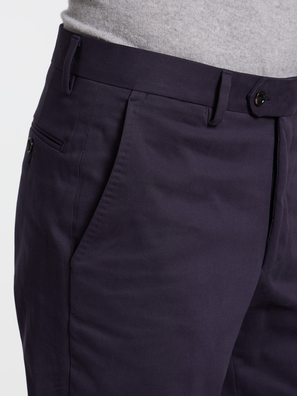 CLASSIC "NO PINCES" COTTON TROUSERS - BLUE