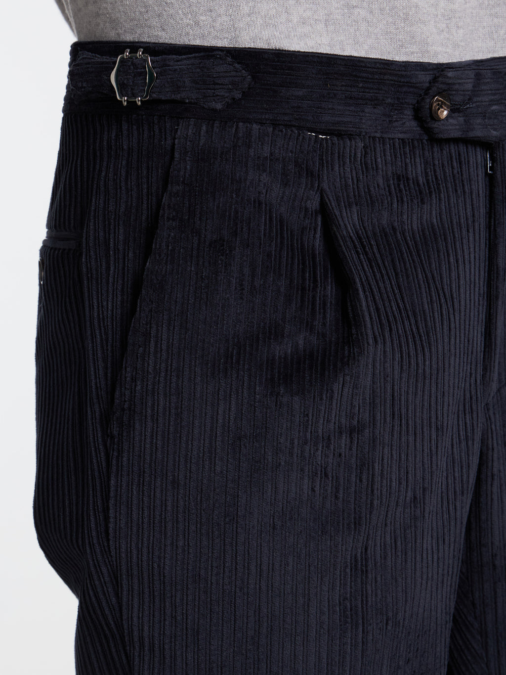 CLASSIC CORDUROY TROUSERS WITH BUCKLES - BLUE