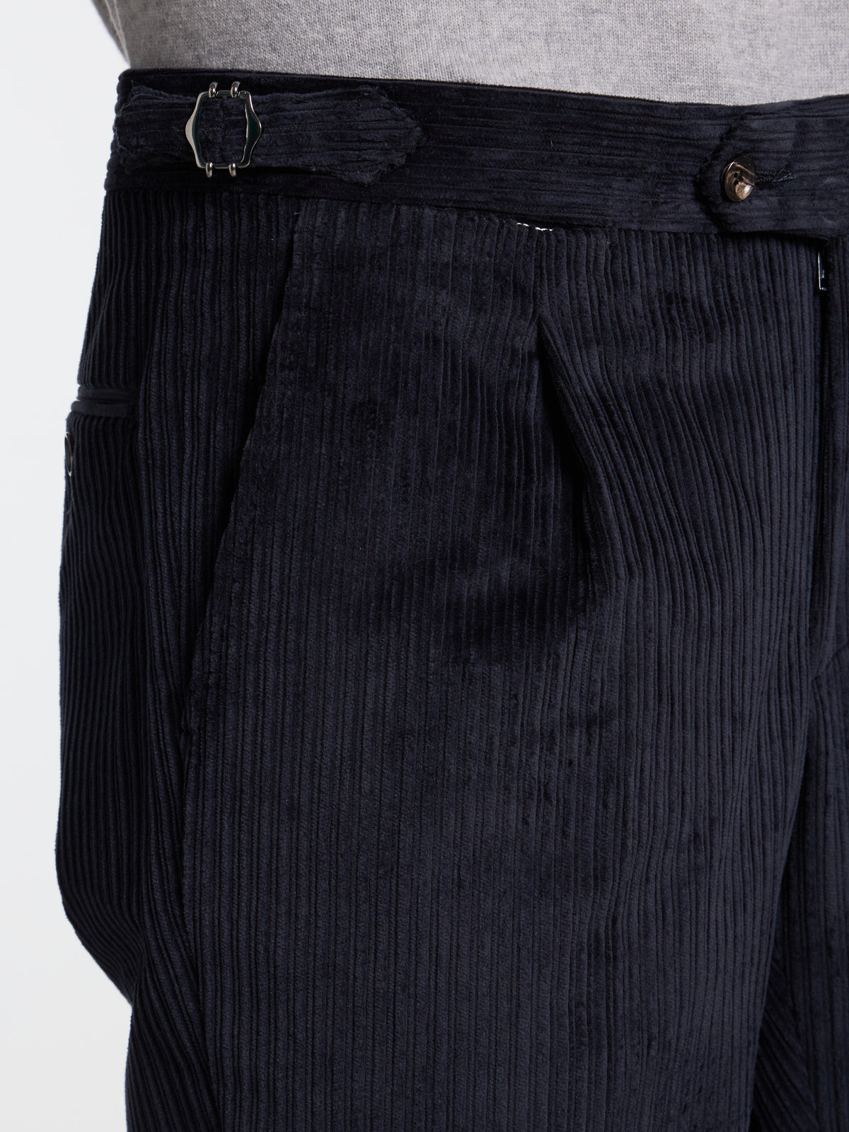CLASSIC CORDUROY TROUSERS WITH BUCKLES - BLUE