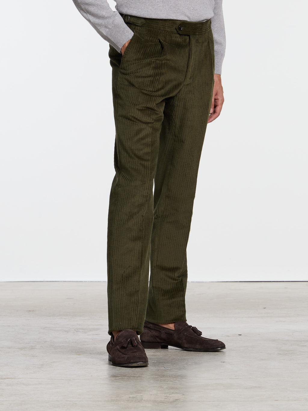 CLASSIC CORDUROY TROUSERS WITH BUCKLES - GREEN