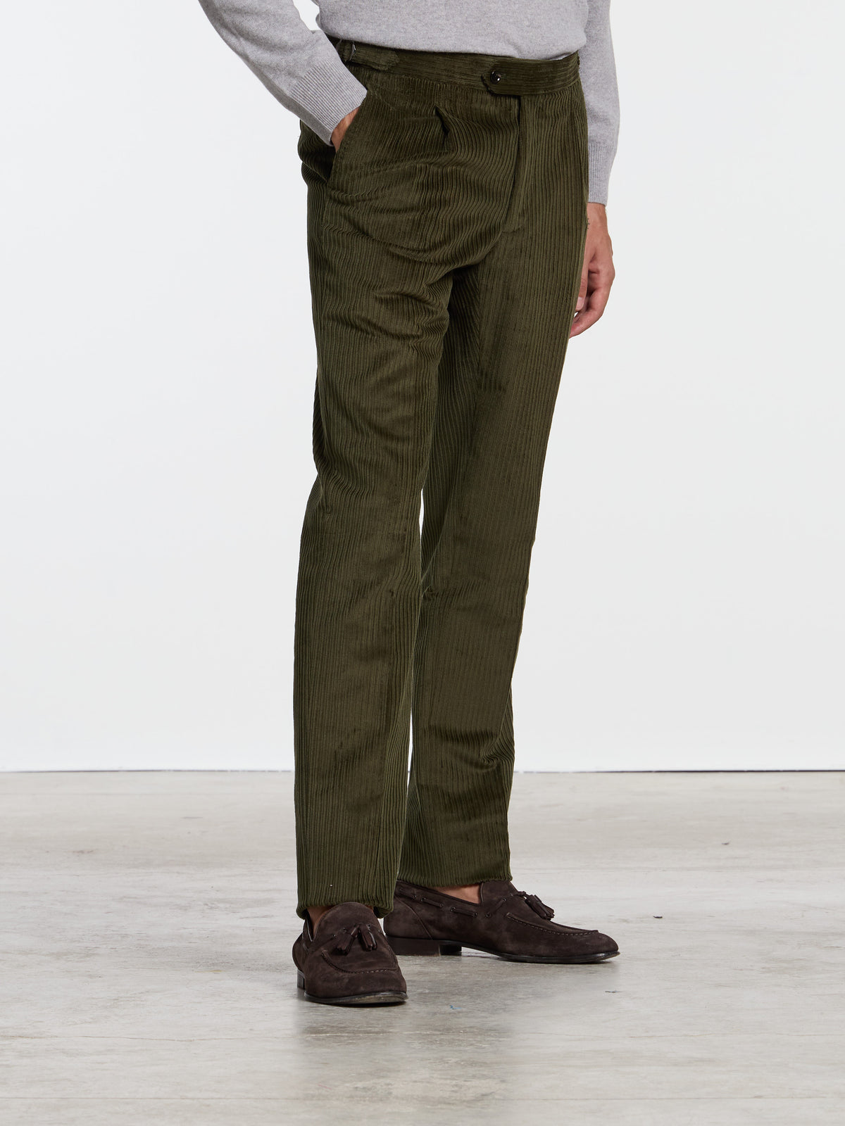 CLASSIC CORDUROY TROUSERS WITH BUCKLES - GREEN
