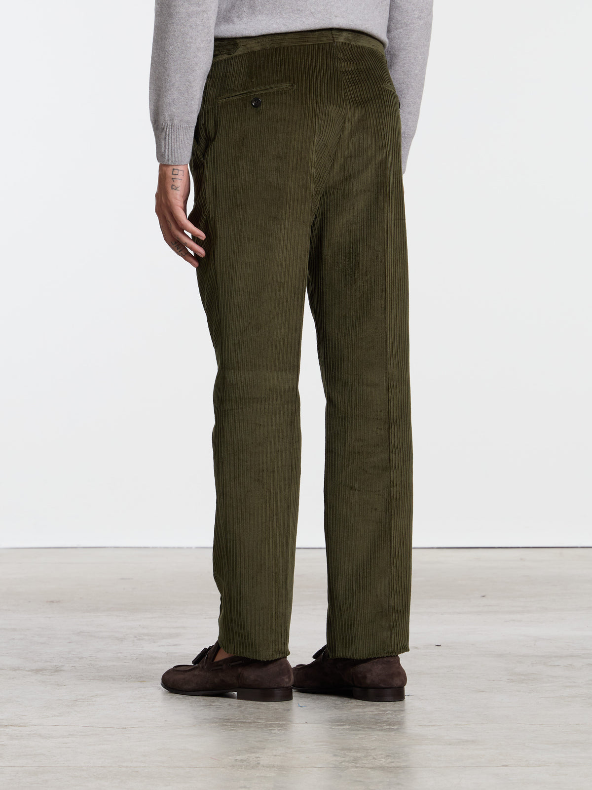 CLASSIC CORDUROY TROUSERS WITH BUCKLES - GREEN