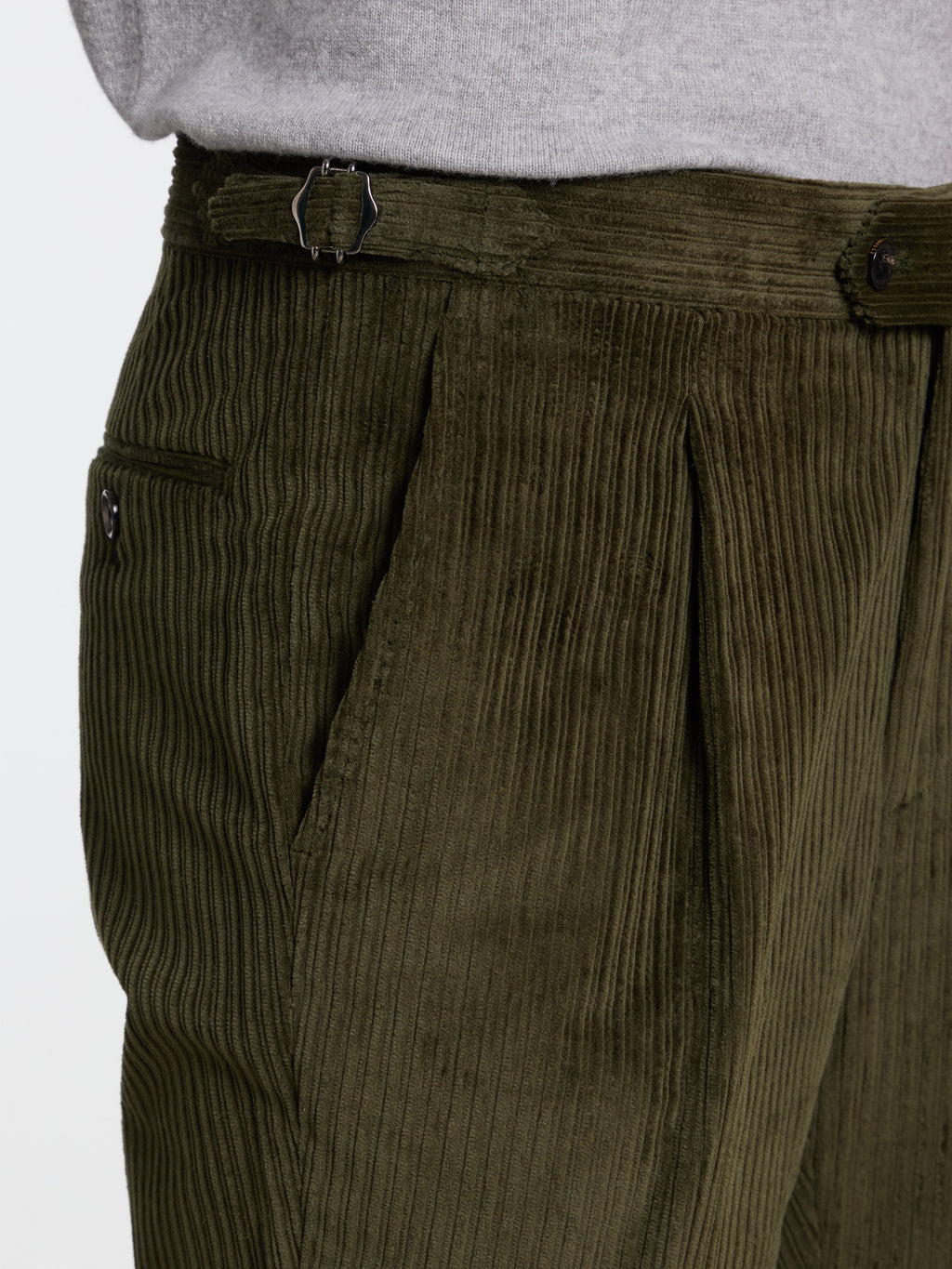 CLASSIC CORDUROY TROUSERS WITH BUCKLES - GREEN