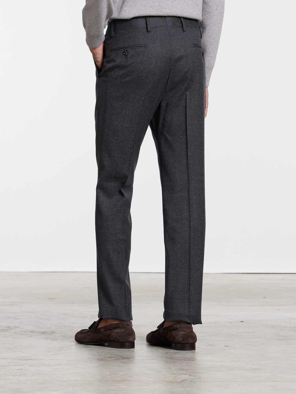 CLASSIC "ONE PINCES" WOOL TROUSERS - DARK GREY