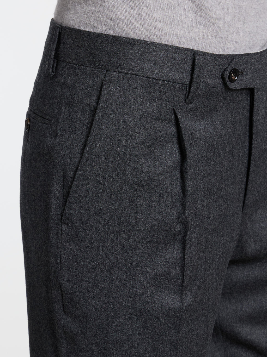 CLASSIC "ONE PINCES" WOOL TROUSERS - DARK GREY