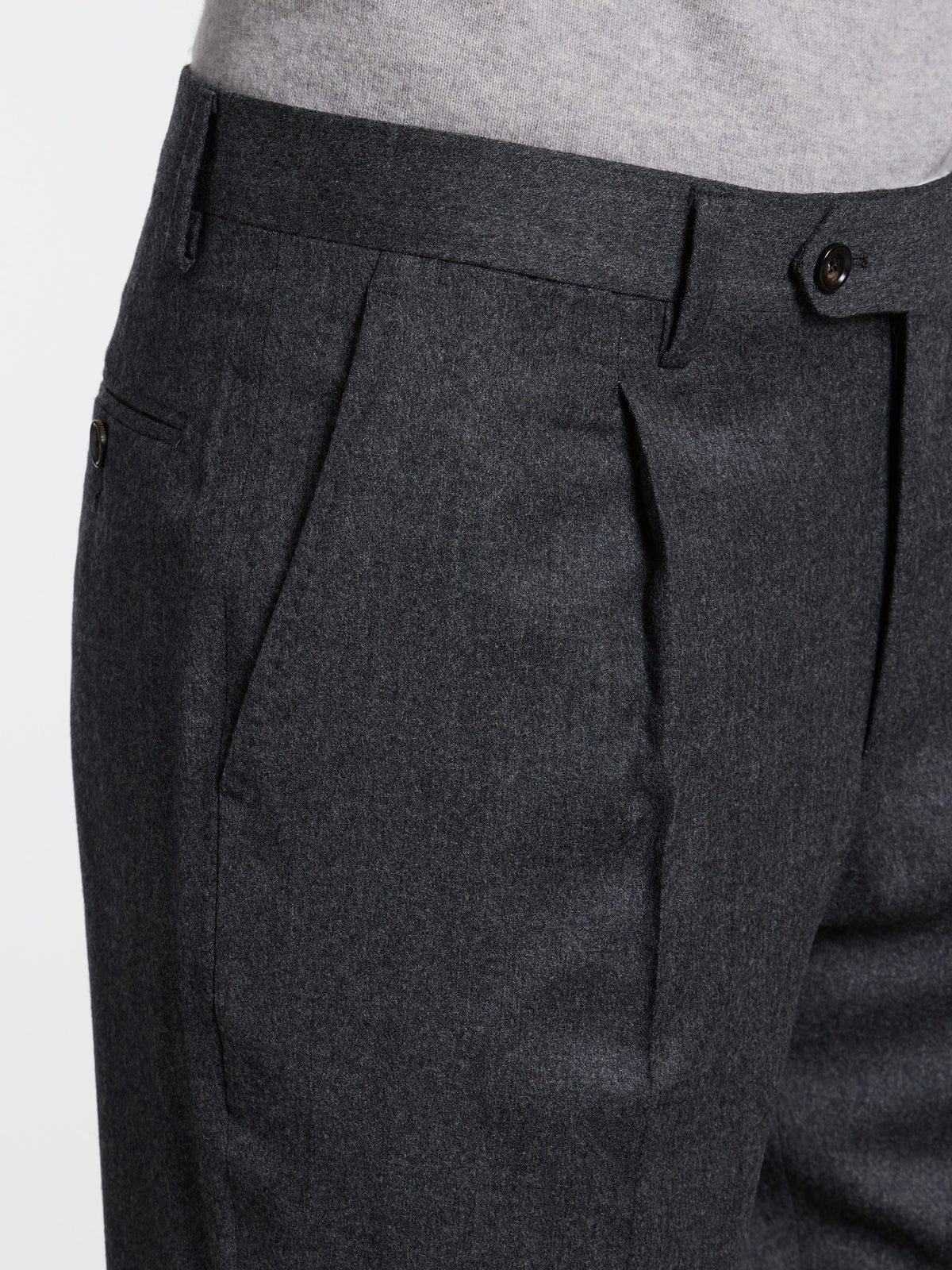 CLASSIC "ONE PINCES" WOOL TROUSERS - DARK GREY