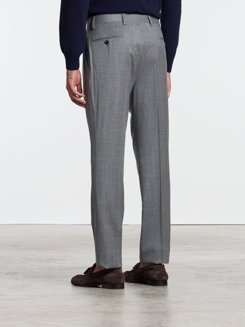 CLASSIC "ONE PINCES" WOOL TROUSERS - LIGHT GREY