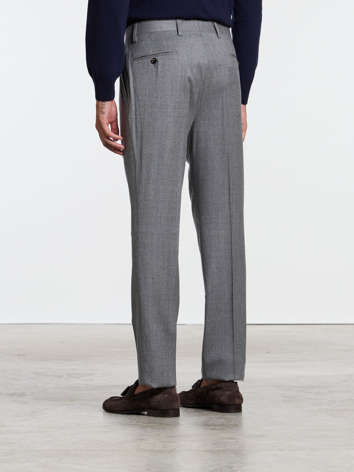 CLASSIC "ONE PINCES" WOOL TROUSERS - LIGHT GREY