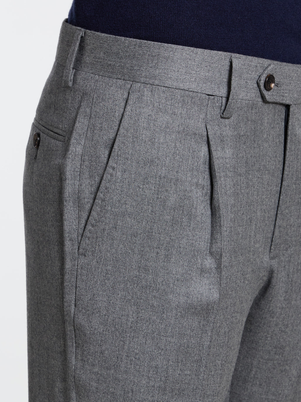 CLASSIC "ONE PINCES" WOOL TROUSERS - LIGHT GREY