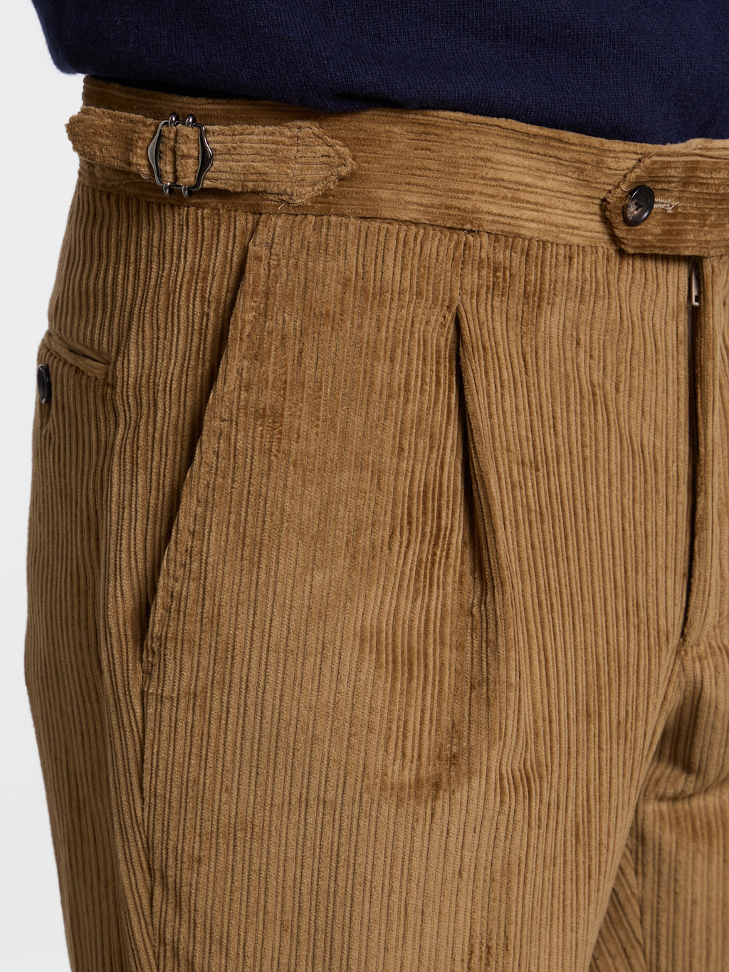 CLASSIC CORDUROY TROUSERS WITH BUCKLES - CAMEL