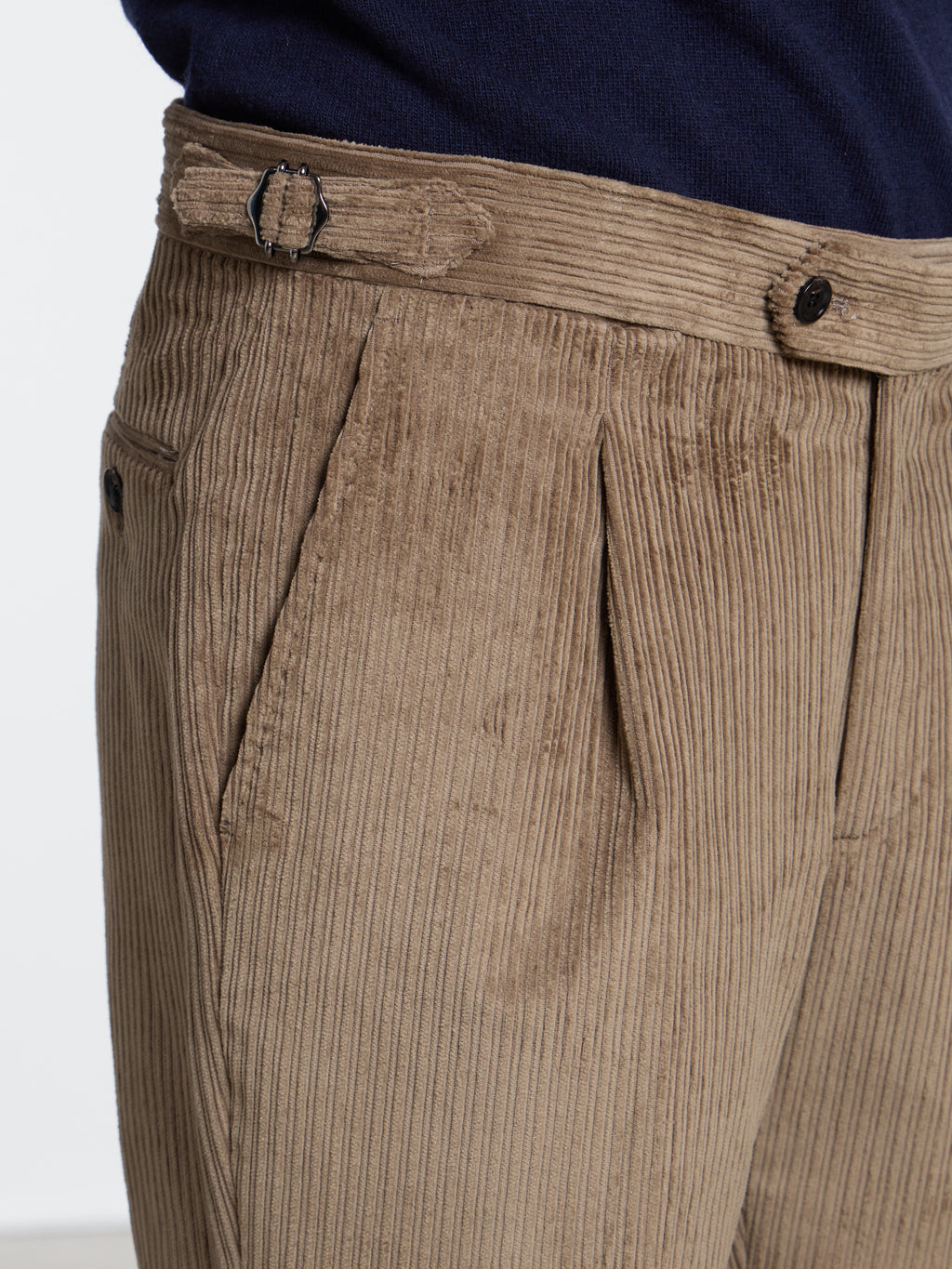 CLASSIC CORDUROY TROUSERS WITH BUCKLES - MUD