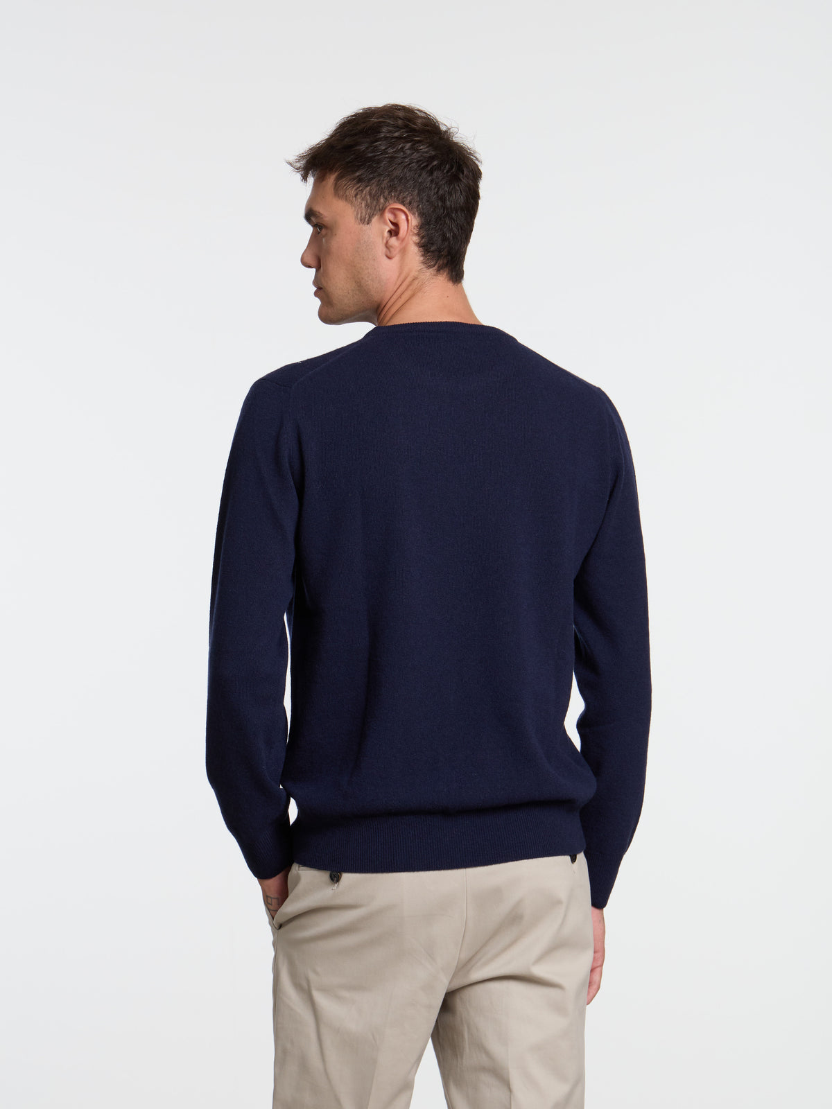 WOOL/CASHMERE BLEND CREWNECK - BLUE NAVY