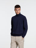 WOOL/CASHMERE BLEND TURTLENECK - BLUE NAVY