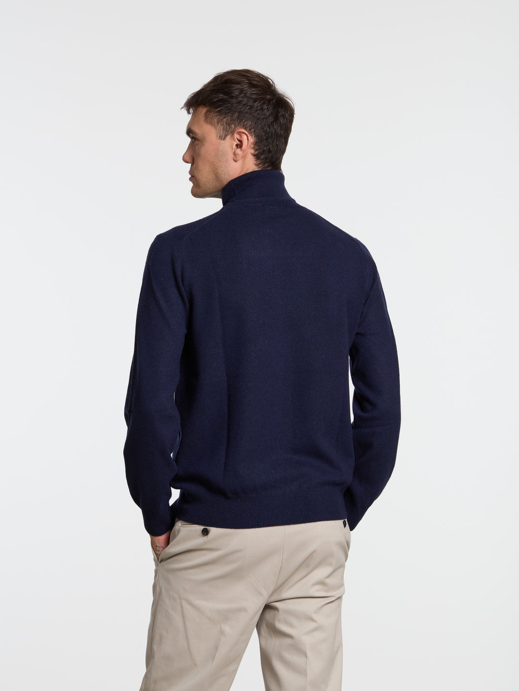 WOOL/CASHMERE BLEND TURTLENECK - BLUE NAVY