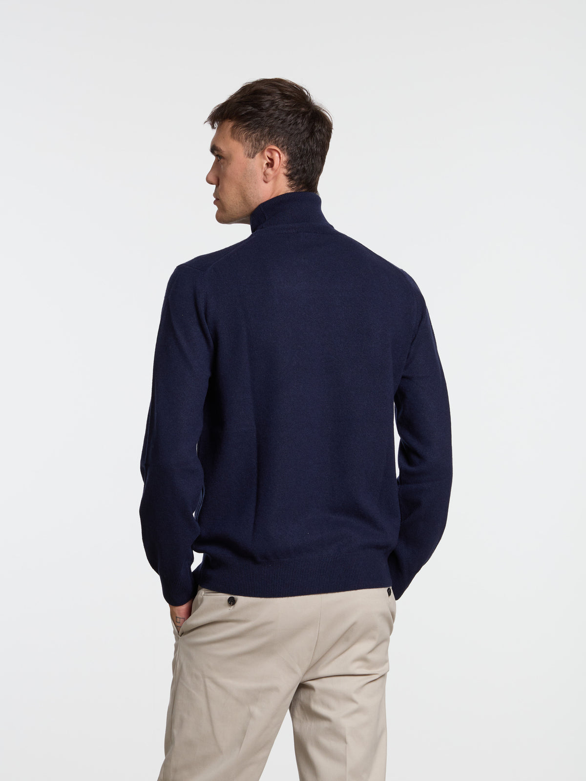 WOOL/CASHMERE BLEND TURTLENECK - BLUE NAVY