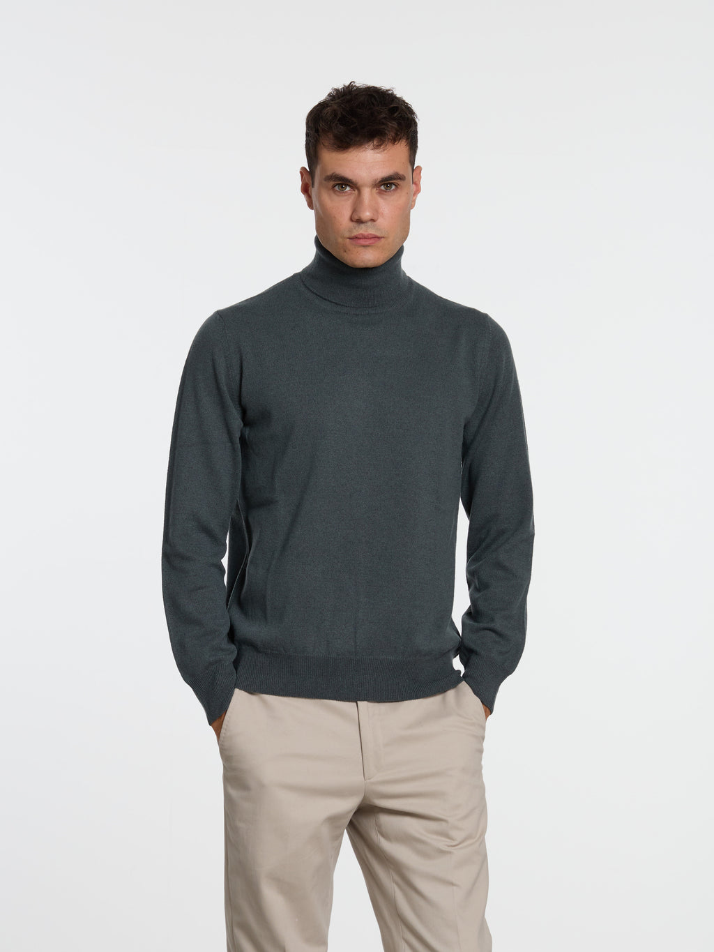 WOOL/CASHMERE BLEND TURTLENECK - GREY