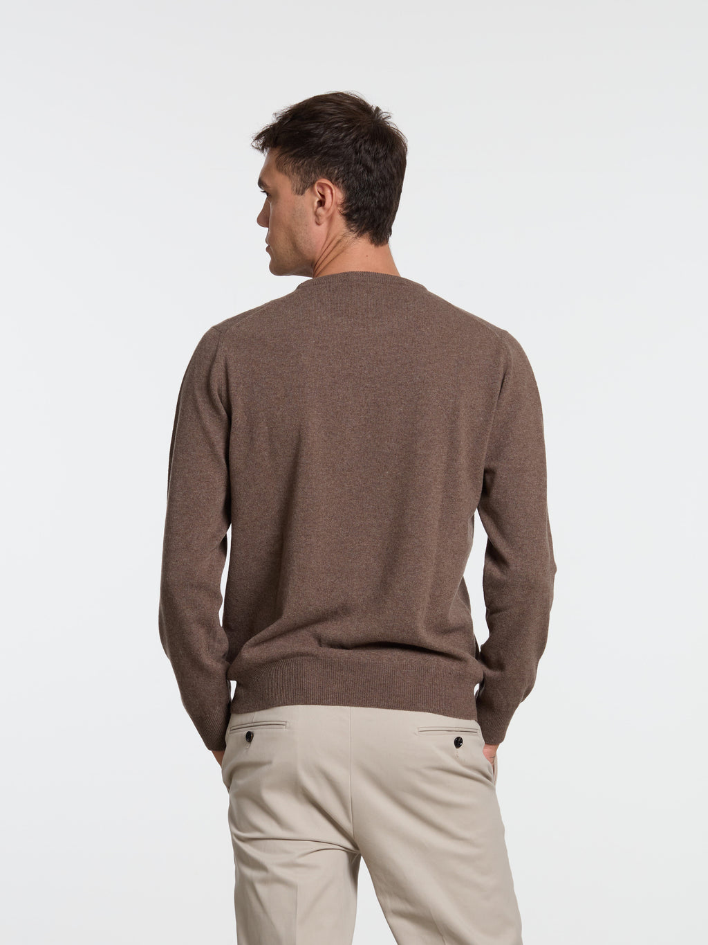 WOOL/CASHMERE BLEND CREWNECK - BROWN