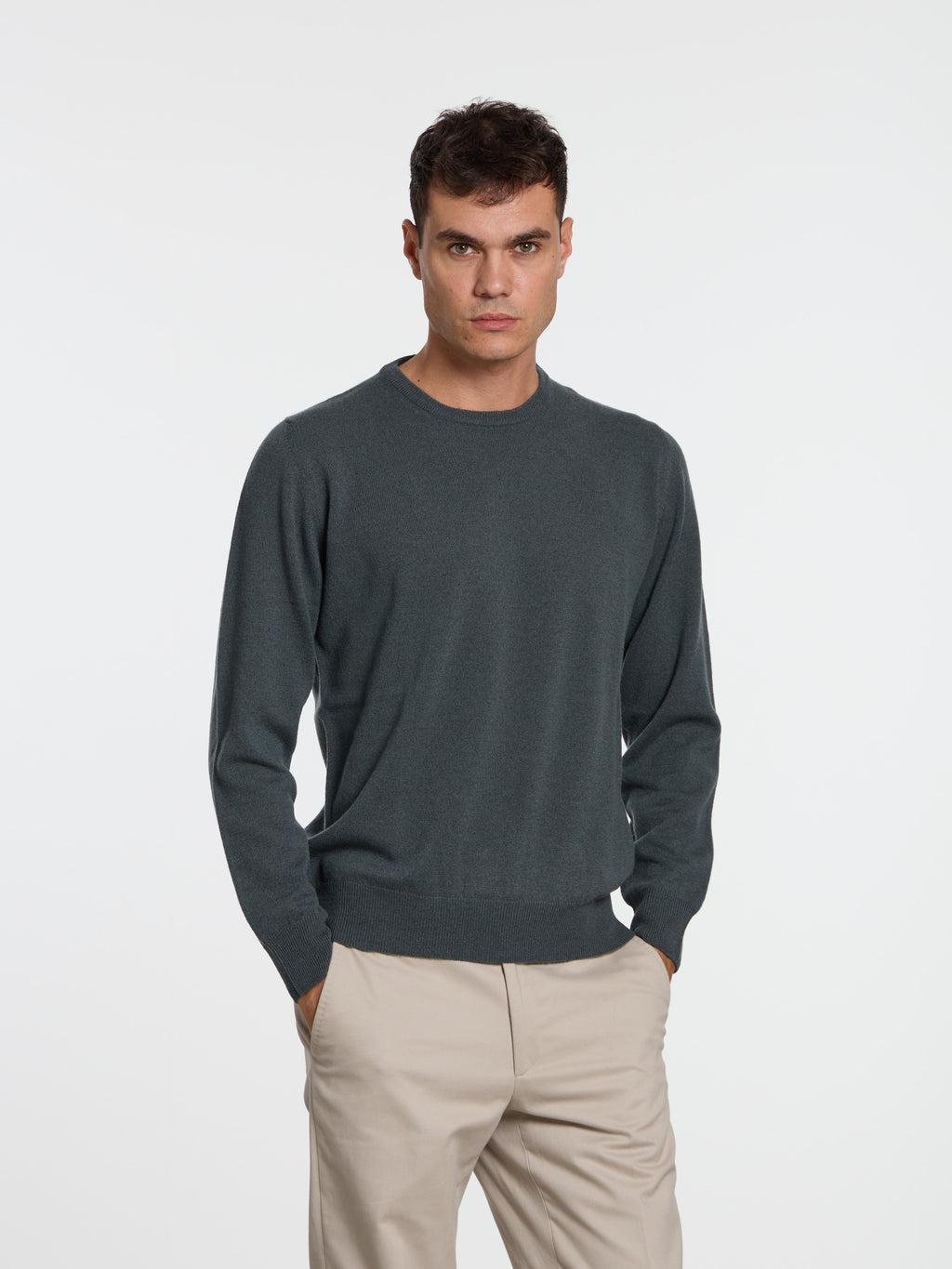 WOOL/CASHMERE BLEND CREWNECK - GREY