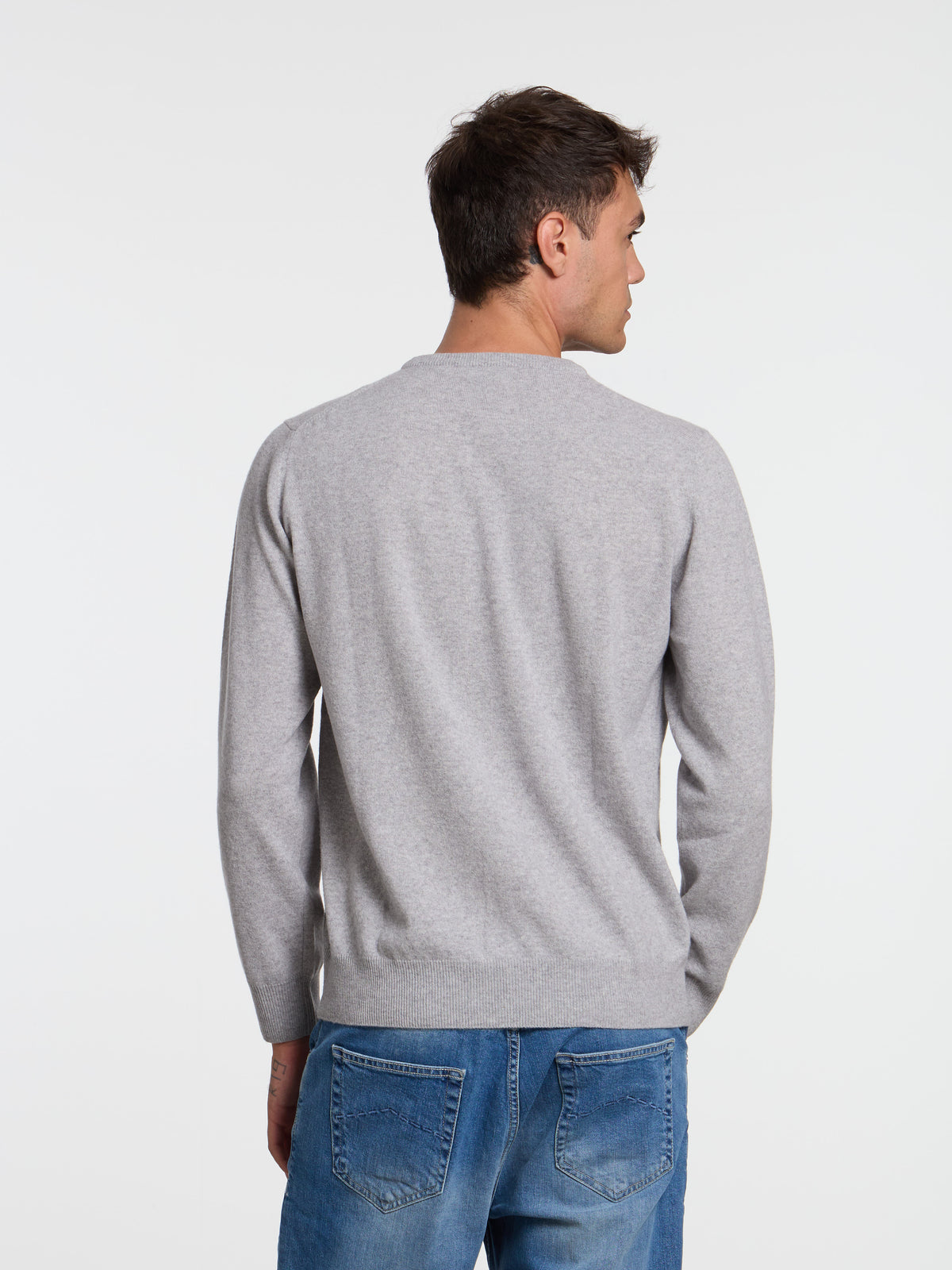 WOOL/CASHMERE BLEND CREWNECK - LIGHT GREY