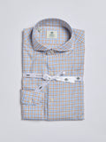 CHECKED COTTON SHIRT - BEIGE/LIGHT BLUE