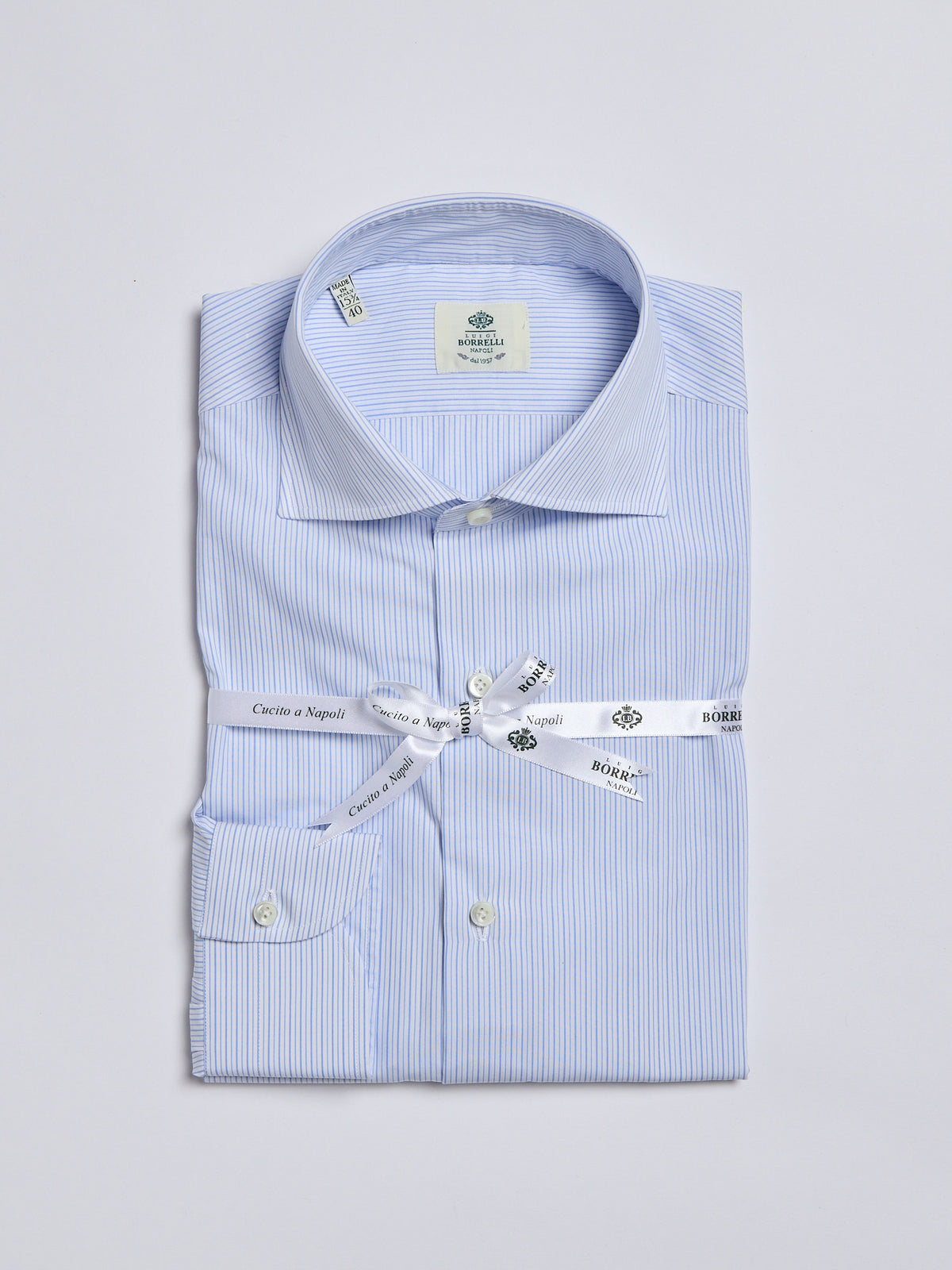 STRIPED COTTON SHIRT - LIGHT BLUE