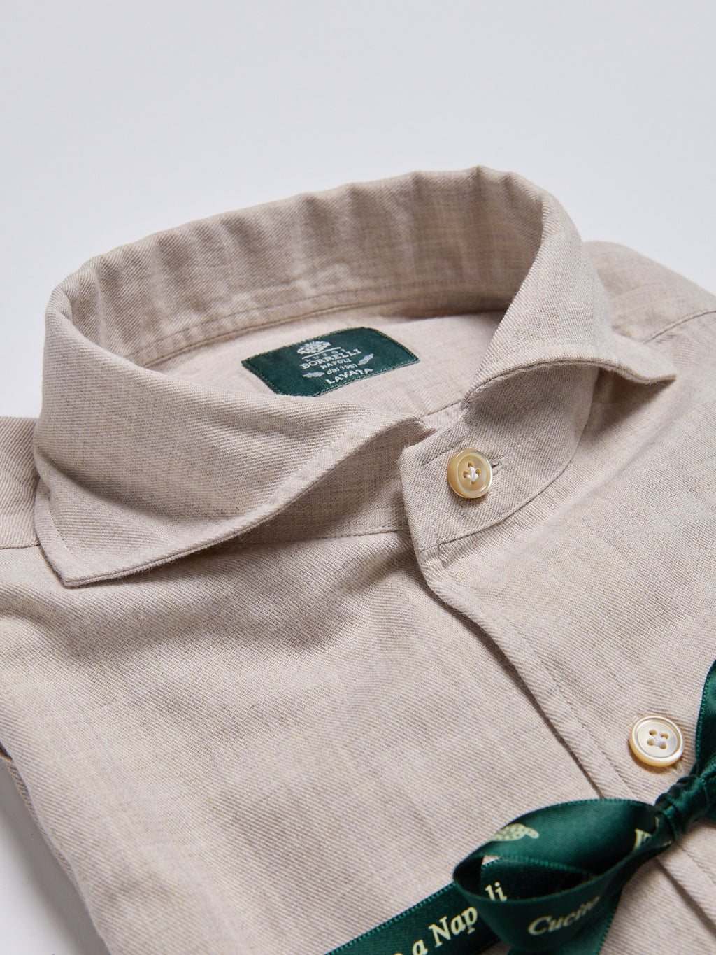 SOLID COLOR TWILL SHIRT - BEIGE