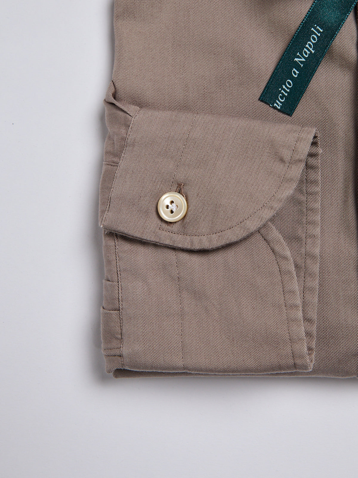 TWILL "BUTTON-DOWN" SHIRT - BEIGE/LIGHT GREEN