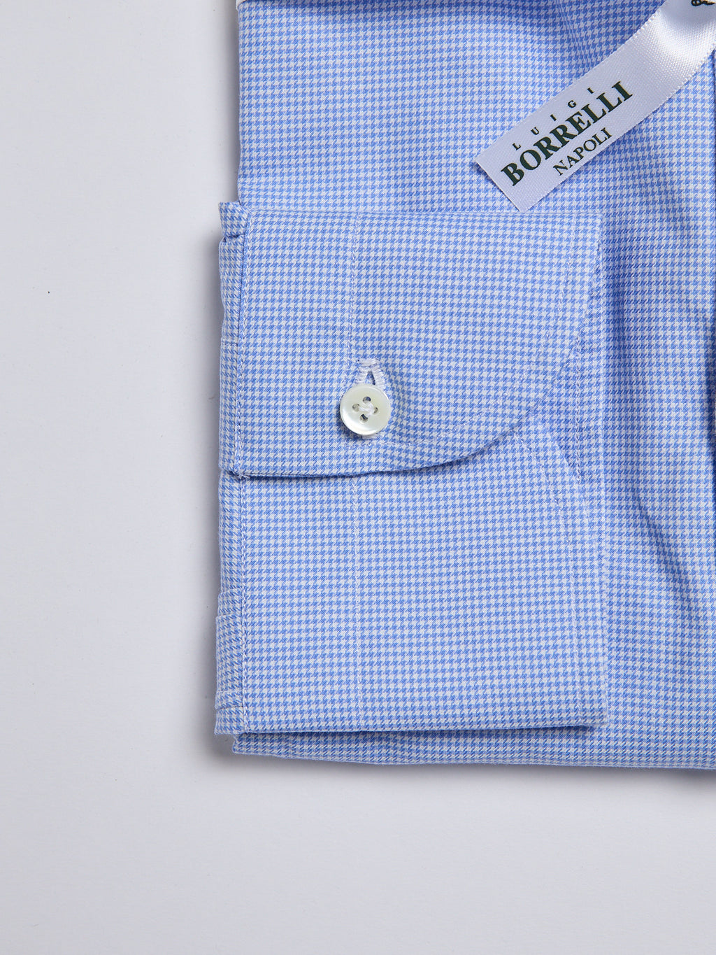 "PIED DE POULE" COTTON SHIRT - LIGHT BLUE