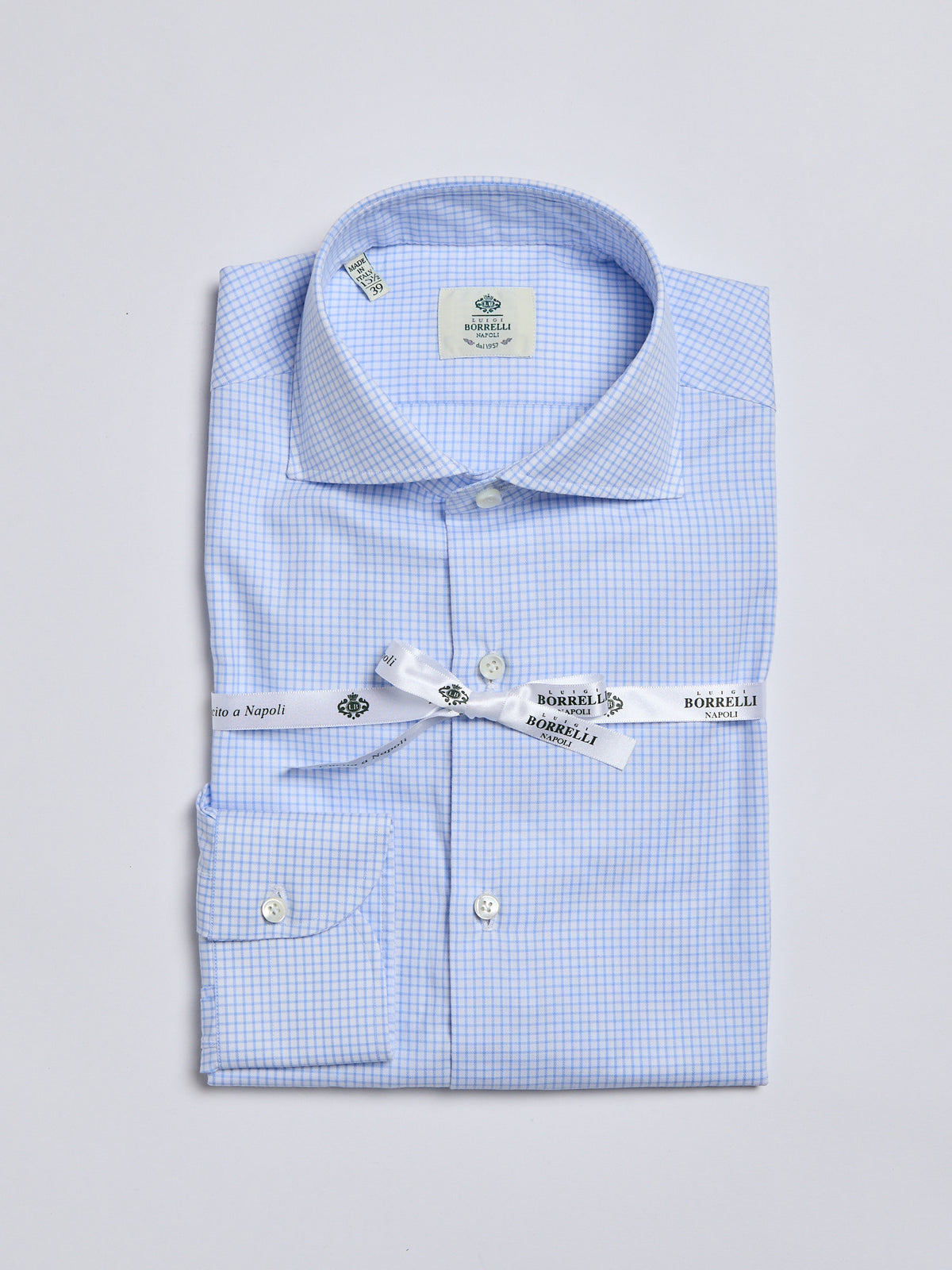 CHECKED TWILL SHIRT - LIGHT BLUE