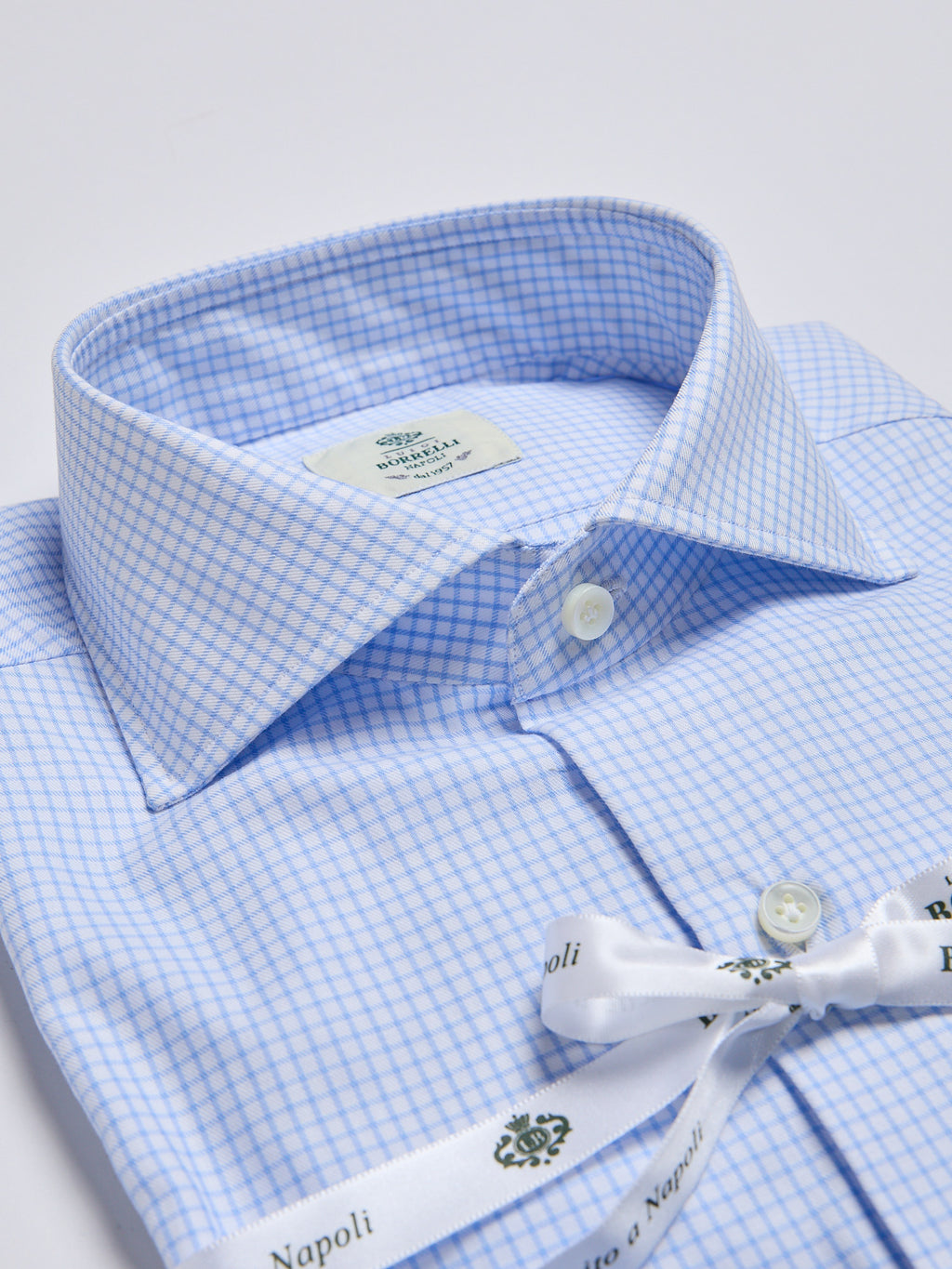 CHECKED TWILL SHIRT - LIGHT BLUE