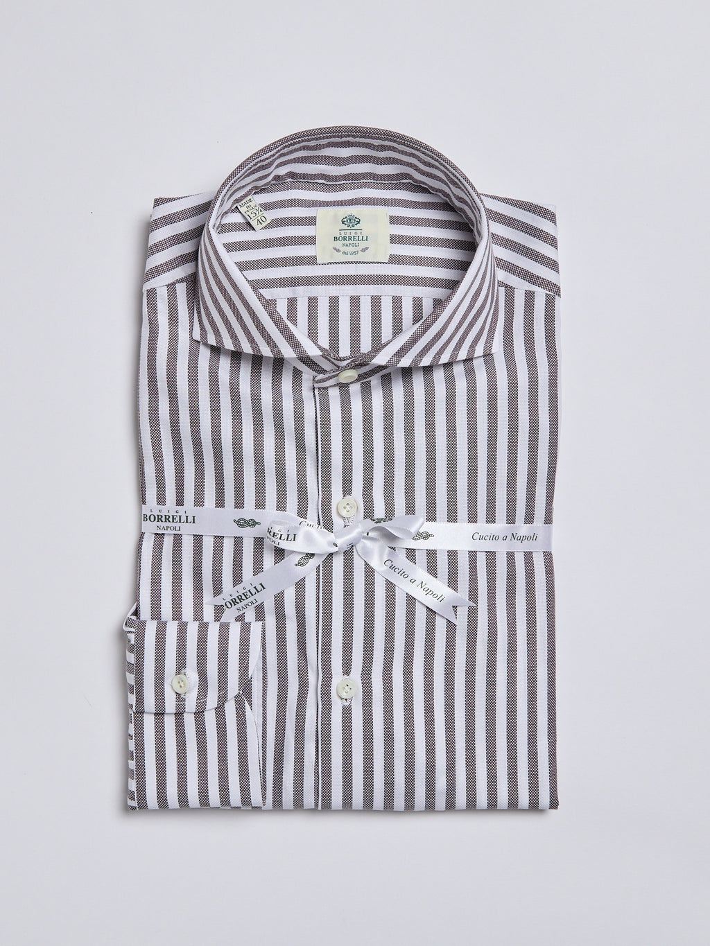 STRIPED ETAMINE SHIRT - BROWN