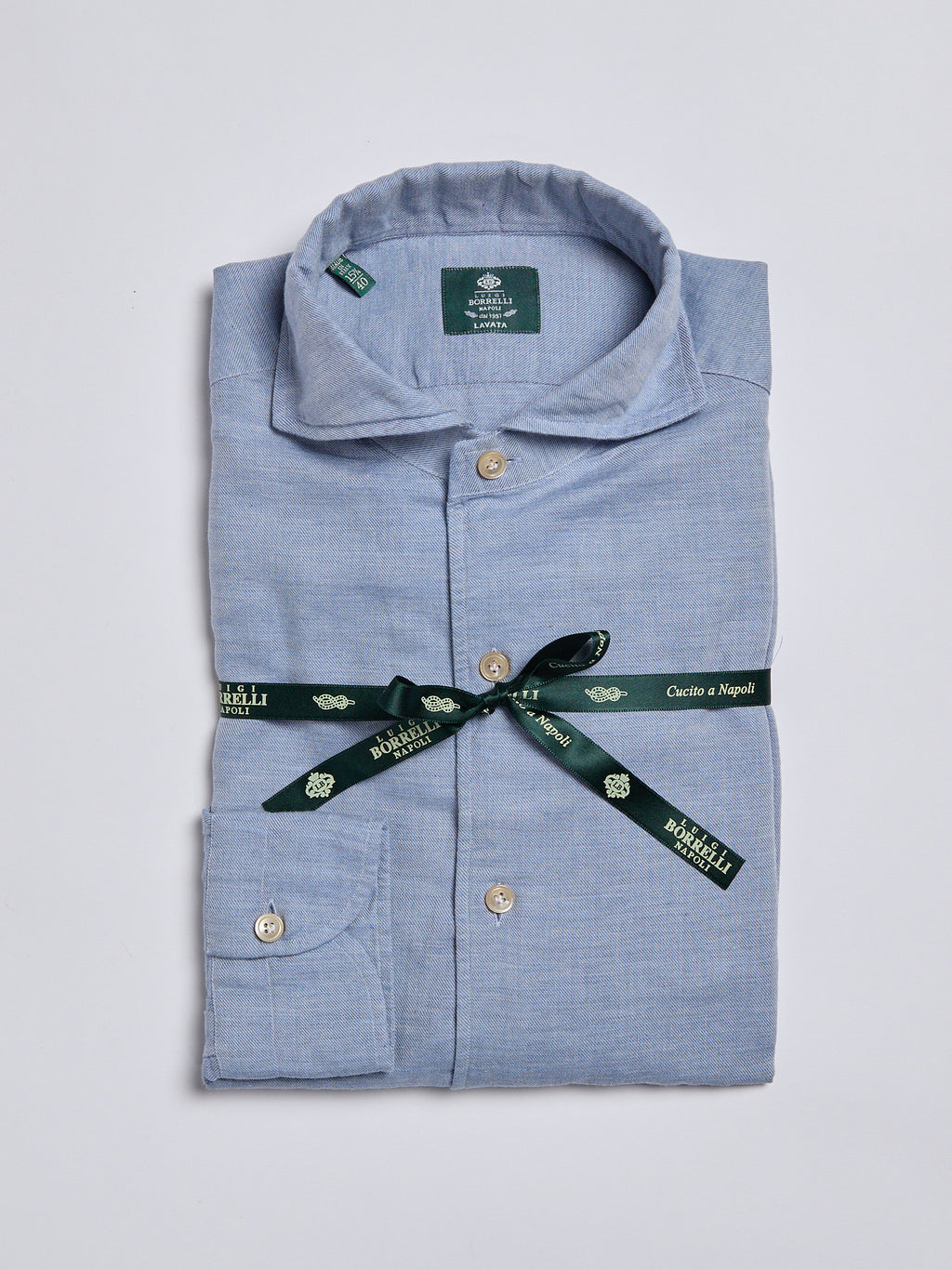 SOLID COLOR COTTON BLEND SHIRT - LIGHT BLUE