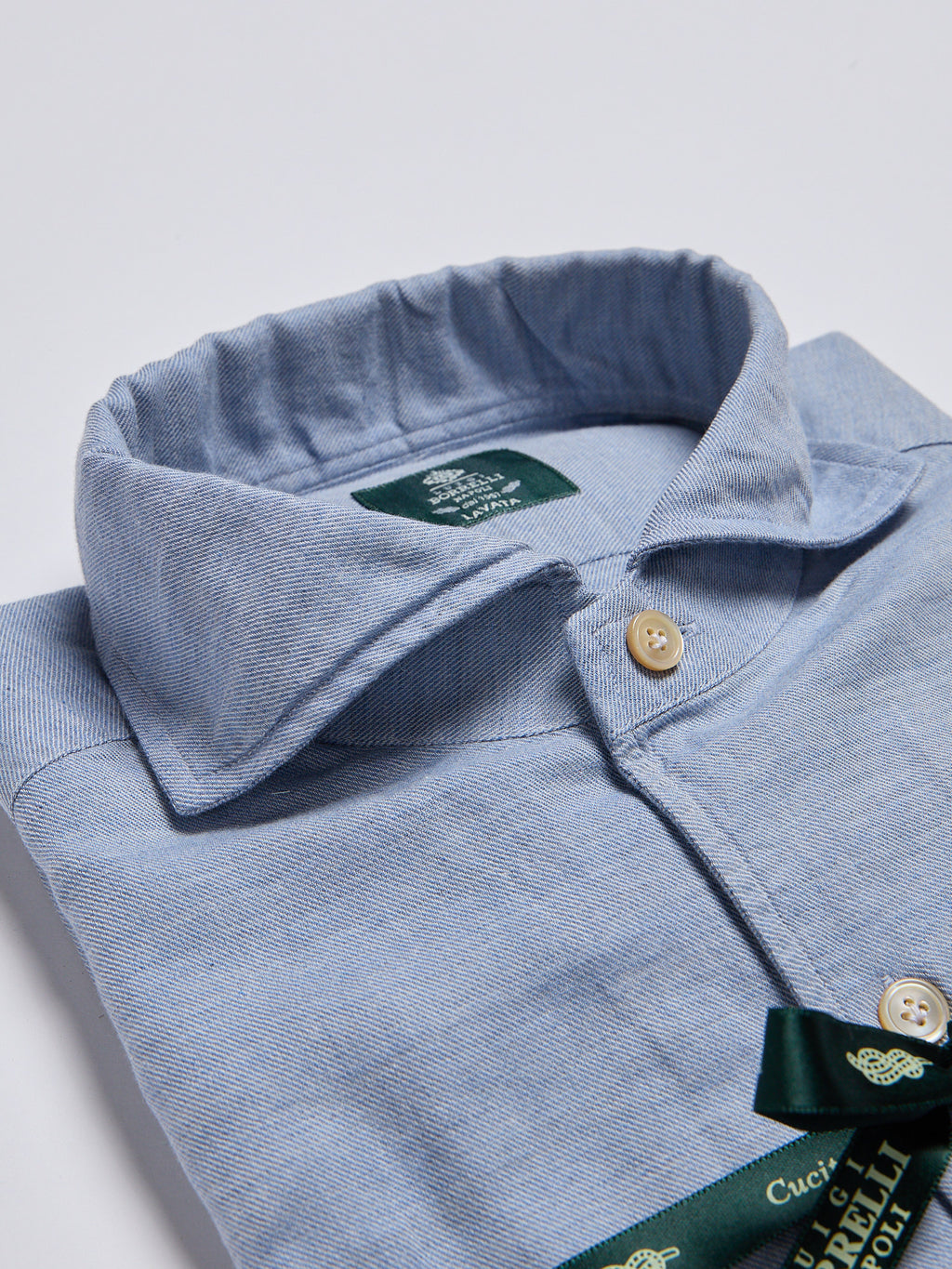 SOLID COLOR COTTON BLEND SHIRT - LIGHT BLUE